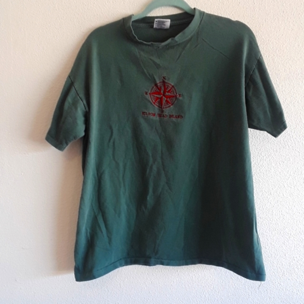 c VTG. HILTON HEAD ISLAND L EMBROID. T SHIRT USA